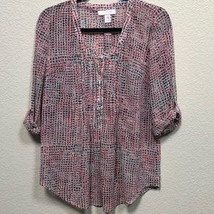 Motherhood Maternity Sheer Button Up Blouse M